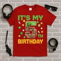 Birthday Boy It'S My 5th Birthday Gamer Pixel Number T-Shirt thumb 5
