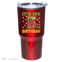 Birthday Boy It'S My 5th Birthday Gamer Pixel Number Tumbler thumb 0