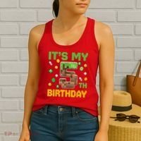 Birthday Boy It'S My 5th Birthday Gamer Pixel Number Women's Tank Top thumb 2