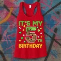 Birthday Boy It'S My 5th Birthday Gamer Pixel Number Women's Tank Top thumb 3