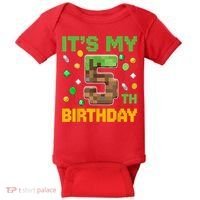 Birthday Boy It'S My 5th Birthday Gamer Pixel Number Baby Bodysuit thumb 0