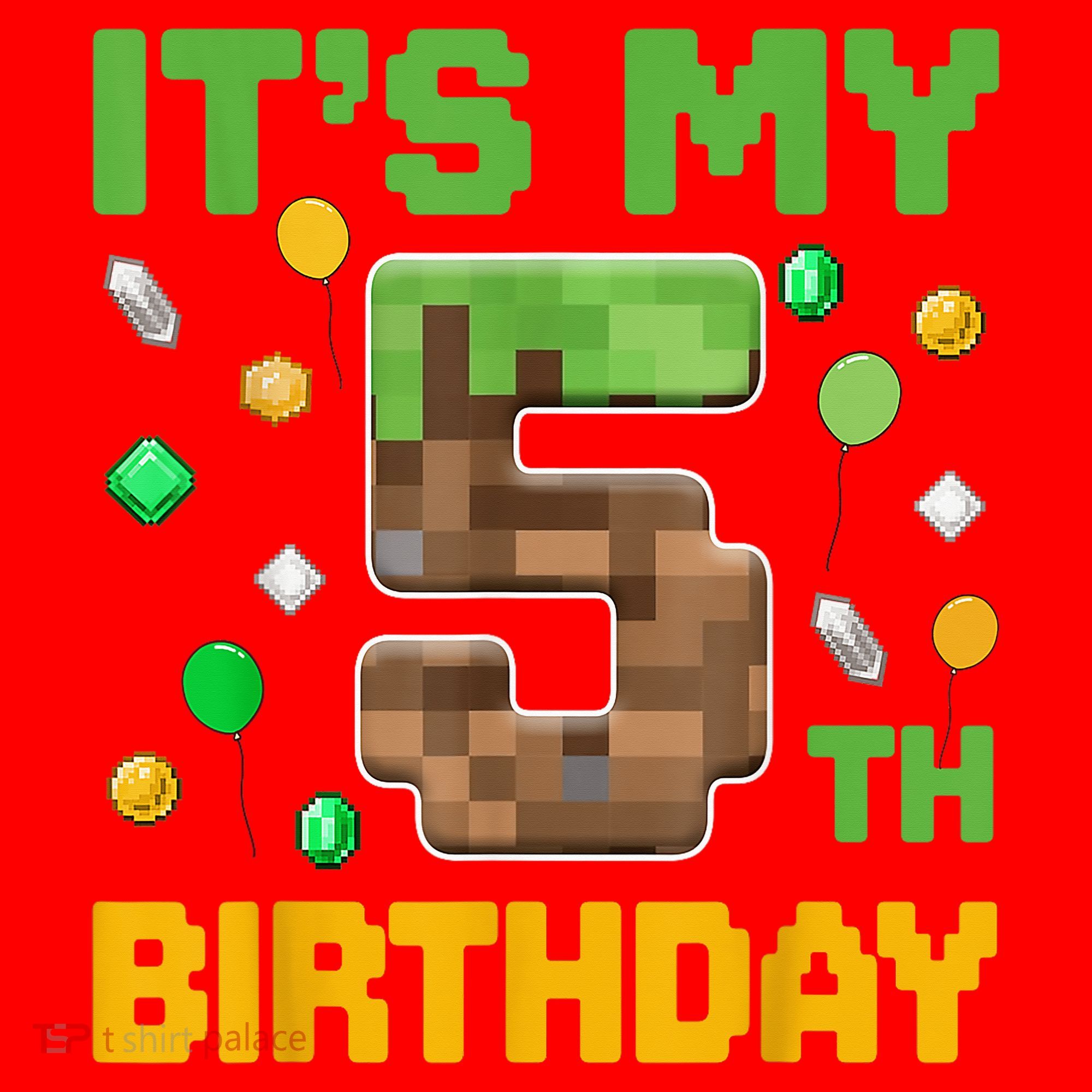 Birthday Boy It'S My 5th Birthday Gamer Pixel Number Santa Hat