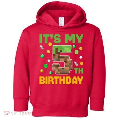 Birthday Boy It'S My 5th Birthday Gamer Pixel Number Toddler Hoodie