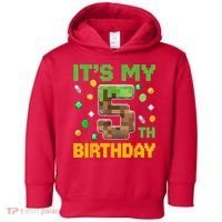 Birthday Boy It'S My 5th Birthday Gamer Pixel Number Toddler Hoodie thumb 0