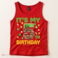 Birthday Boy It'S My 5th Birthday Gamer Pixel Number Tank Top thumb 2