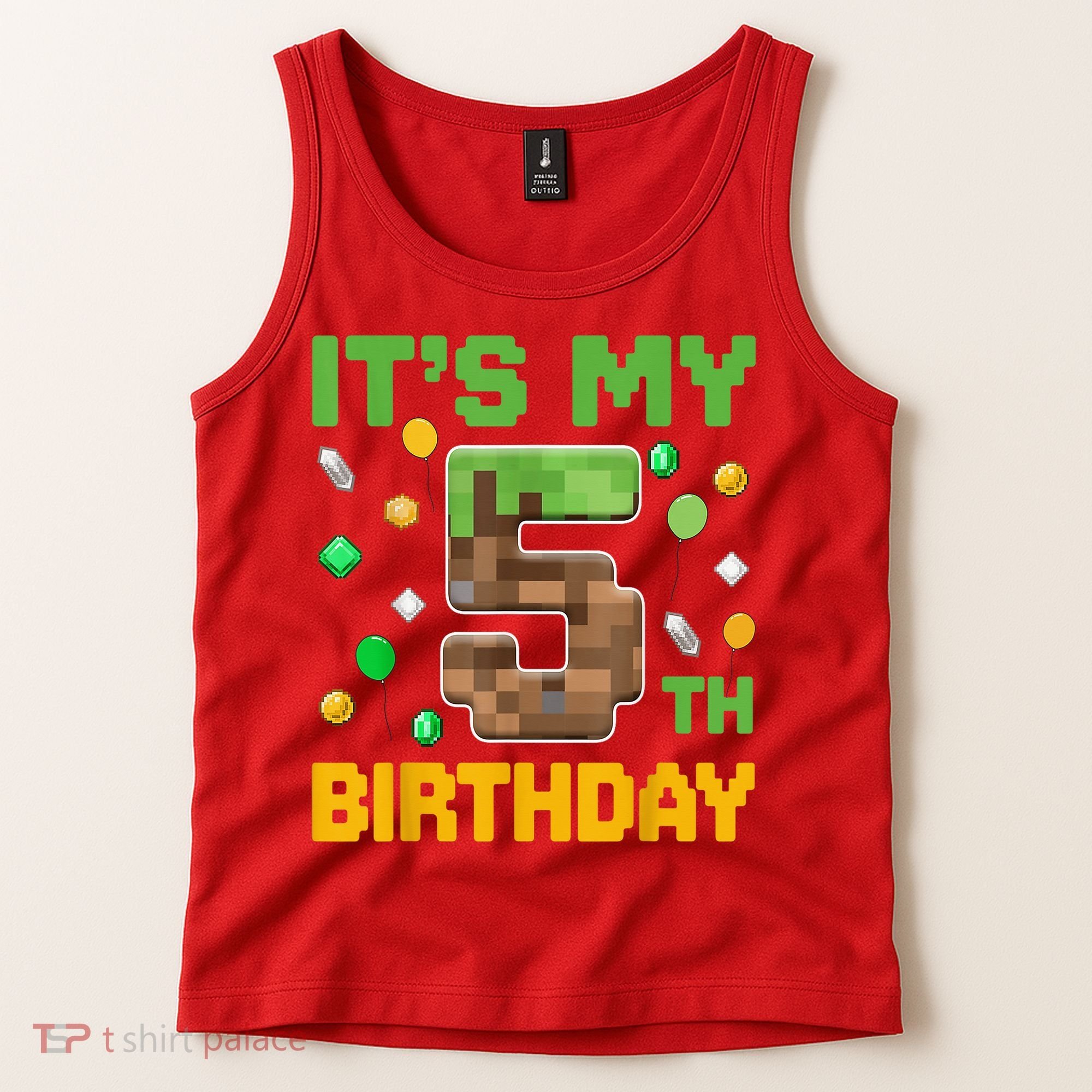 Birthday Boy It'S My 5th Birthday Gamer Pixel Number Tank Top