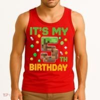 Birthday Boy It'S My 5th Birthday Gamer Pixel Number Tank Top thumb 3
