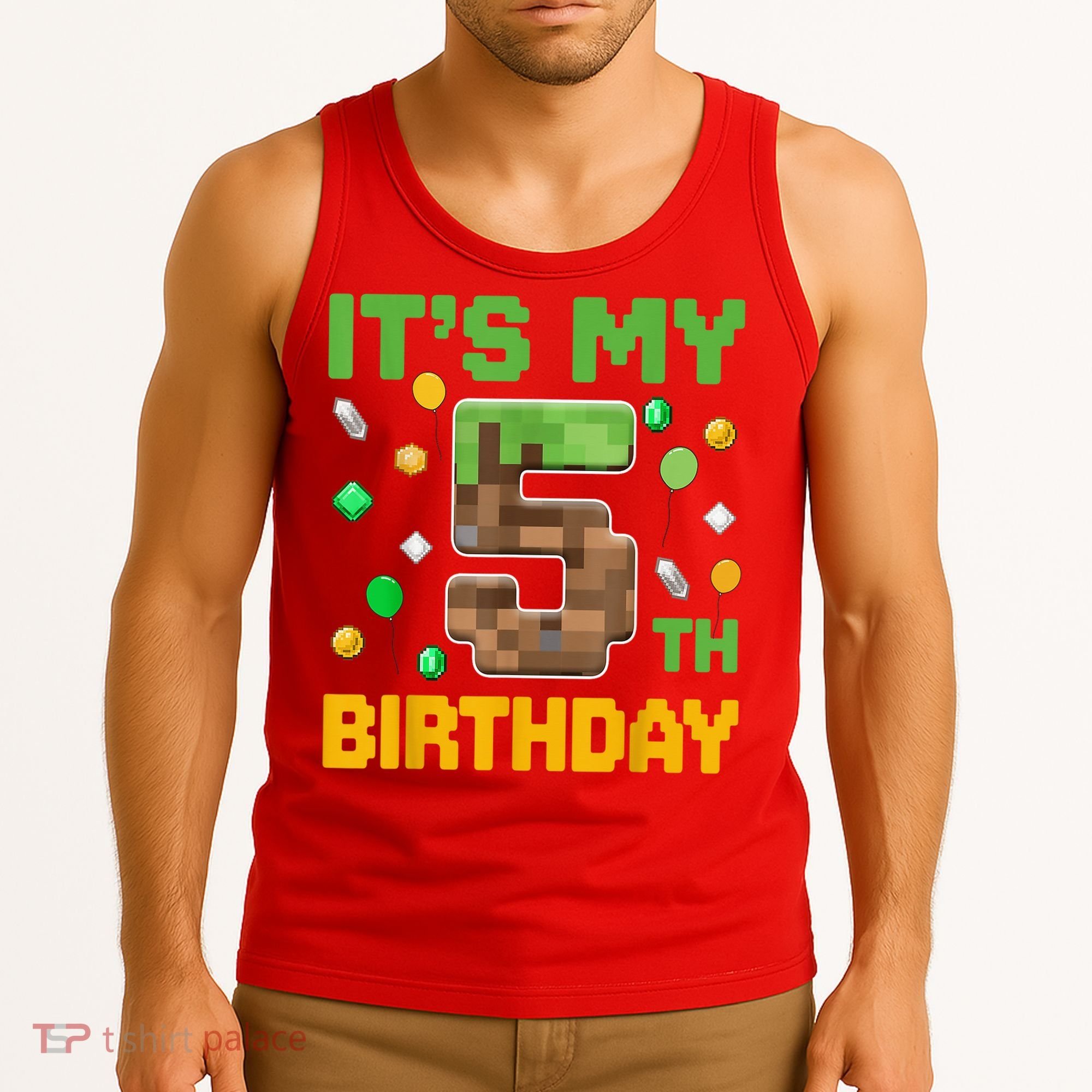 Birthday Boy It'S My 5th Birthday Gamer Pixel Number Tank Top