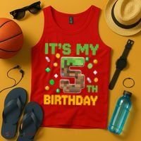 Birthday Boy It'S My 5th Birthday Gamer Pixel Number Tank Top thumb 4