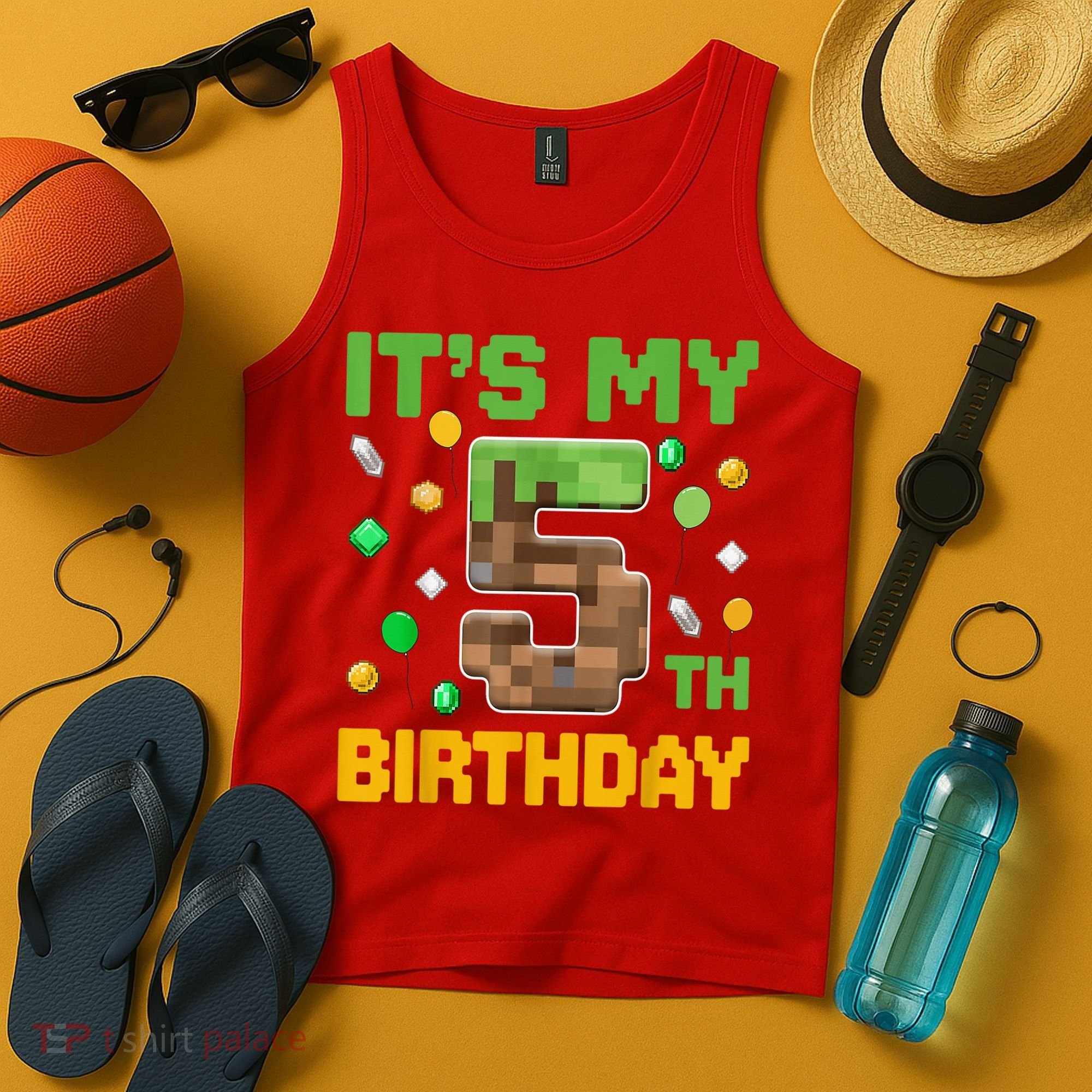 Birthday Boy It'S My 5th Birthday Gamer Pixel Number Tank Top