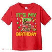 Birthday Boy It'S My 5th Birthday Gamer Pixel Number Toddler T-Shirt thumb 0