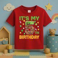 Birthday Boy It'S My 5th Birthday Gamer Pixel Number Toddler T-Shirt thumb 3