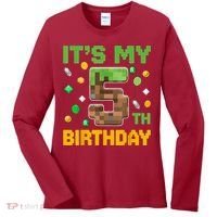 Birthday Boy It'S My 5th Birthday Gamer Pixel Number Women's Long Sleeve Shirt thumb 0