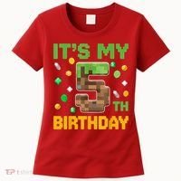 Birthday Boy It'S My 5th Birthday Gamer Pixel Number Women's T-Shirt thumb 0