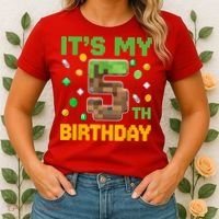 Birthday Boy It'S My 5th Birthday Gamer Pixel Number Women's T-Shirt thumb 2