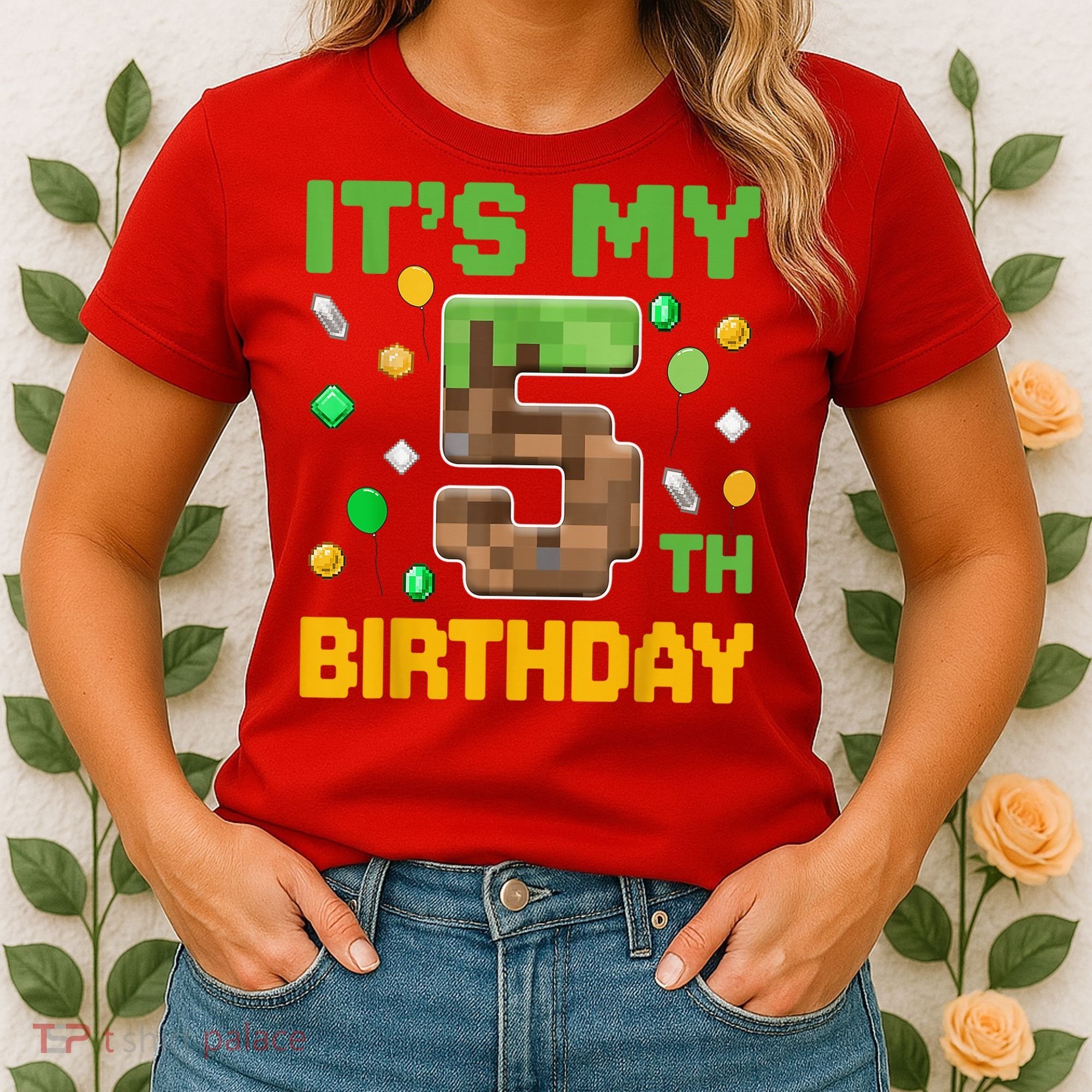 Birthday Boy It'S My 5th Birthday Gamer Pixel Number Women's T-Shirt