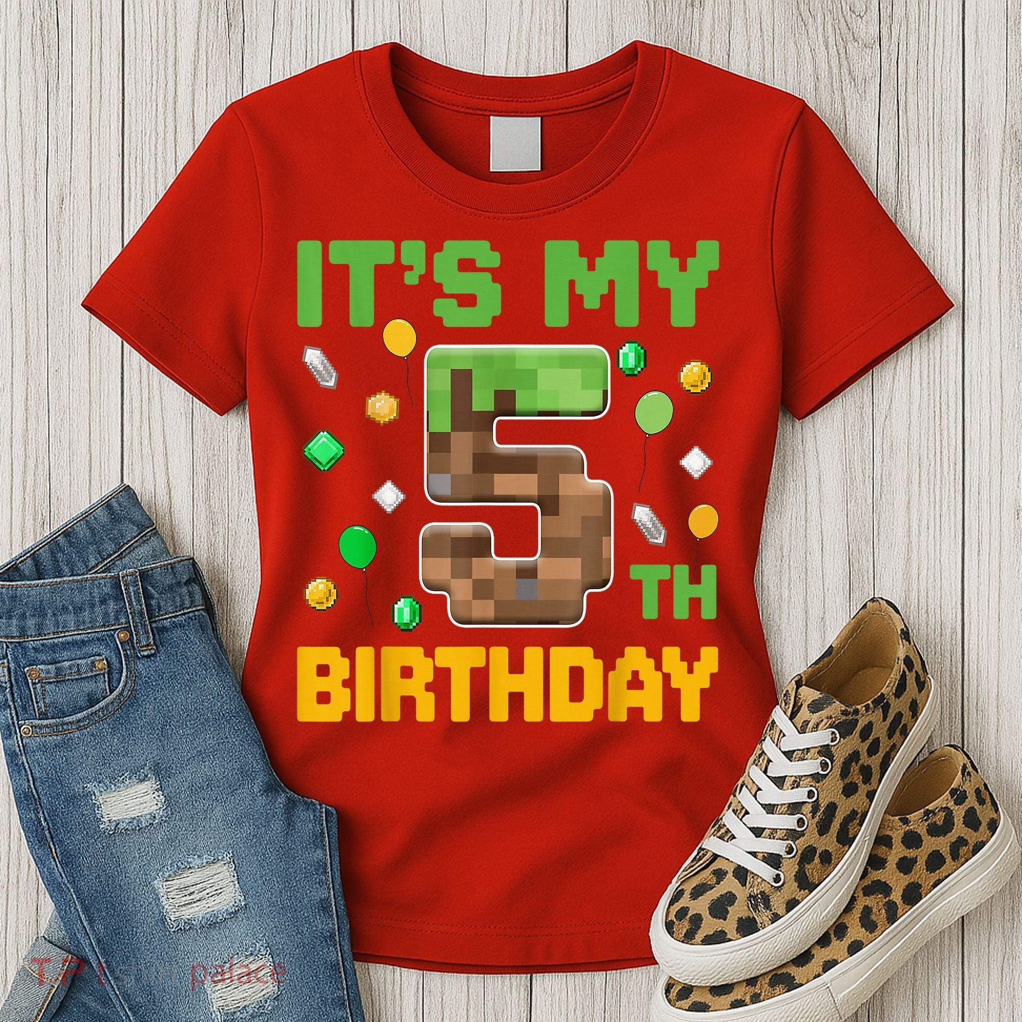 Birthday Boy It'S My 5th Birthday Gamer Pixel Number Women's T-Shirt
