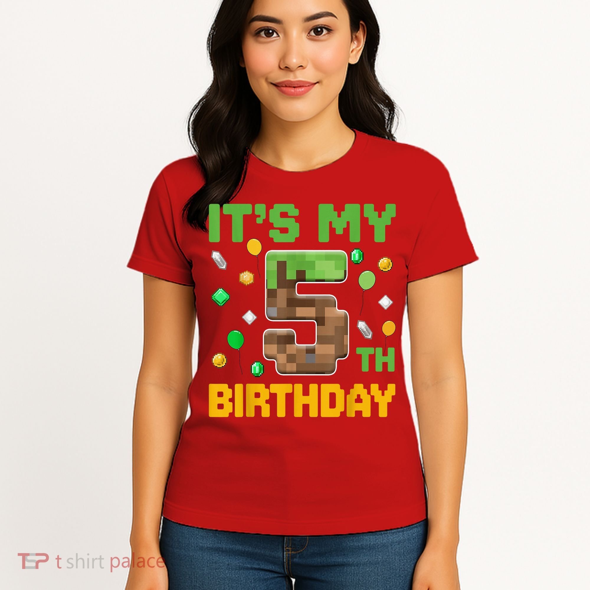 Birthday Boy It'S My 5th Birthday Gamer Pixel Number Women's T-Shirt