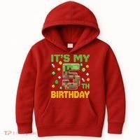 Birthday Boy It'S My 5th Birthday Gamer Pixel Number Kids Hoodie thumb 0
