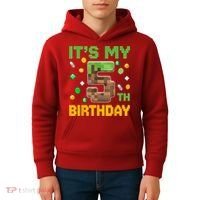 Birthday Boy It'S My 5th Birthday Gamer Pixel Number Kids Hoodie thumb 4