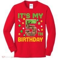 Birthday Boy It'S My 5th Birthday Gamer Pixel Number Kids Long Sleeve Shirt thumb 0