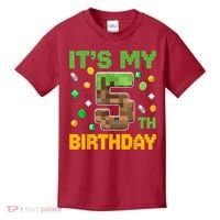 Birthday Boy It'S My 5th Birthday Gamer Pixel Number Kids T-Shirt thumb 0