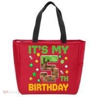 Birthday Boy It'S My 5th Birthday Gamer Pixel Number Tote Bag thumb 0