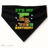 Birthday Boy It'S My 5th Birthday Gamer Pixel Number USA-Made Doggie Bandana thumb 0