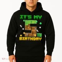Birthday Boy It'S My 5th Birthday Gamer Pixel Number Hoodie thumb 2