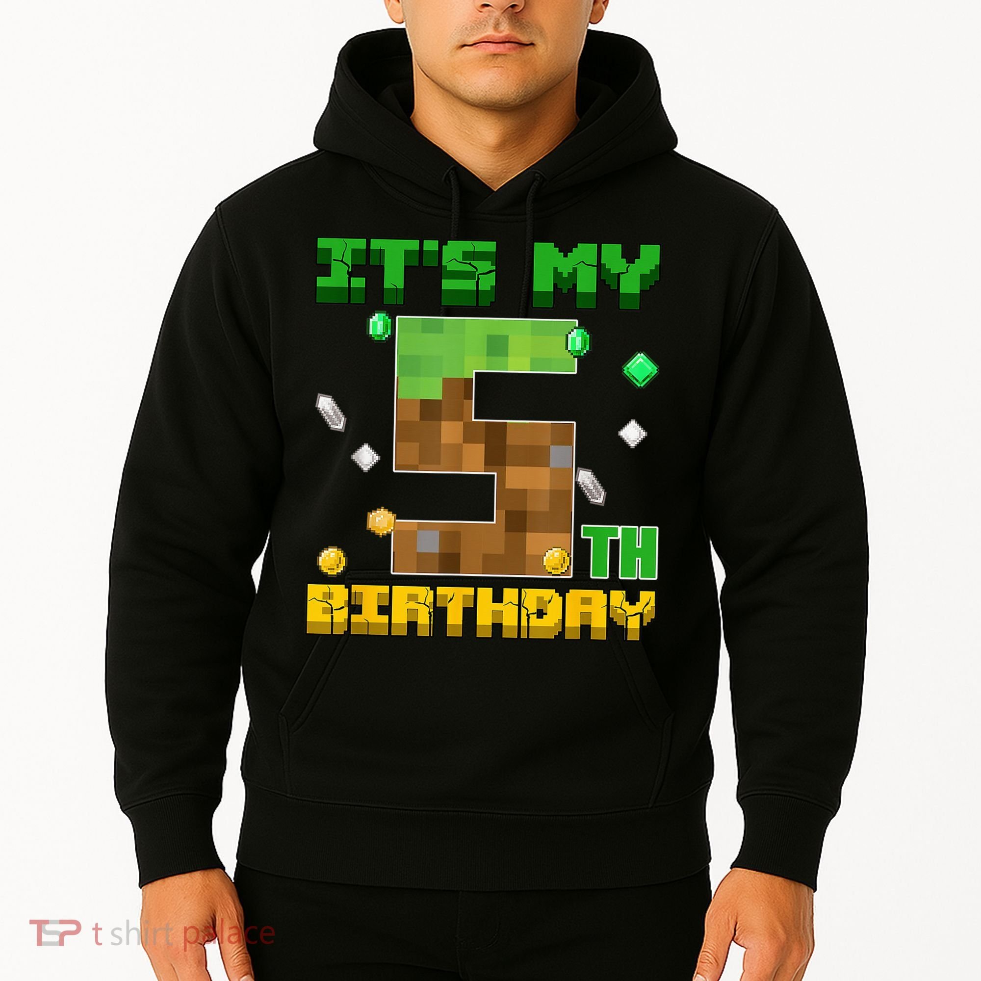 Birthday Boy It'S My 5th Birthday Gamer Pixel Number Hoodie