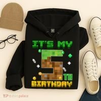 Birthday Boy It'S My 5th Birthday Gamer Pixel Number Hoodie thumb 4