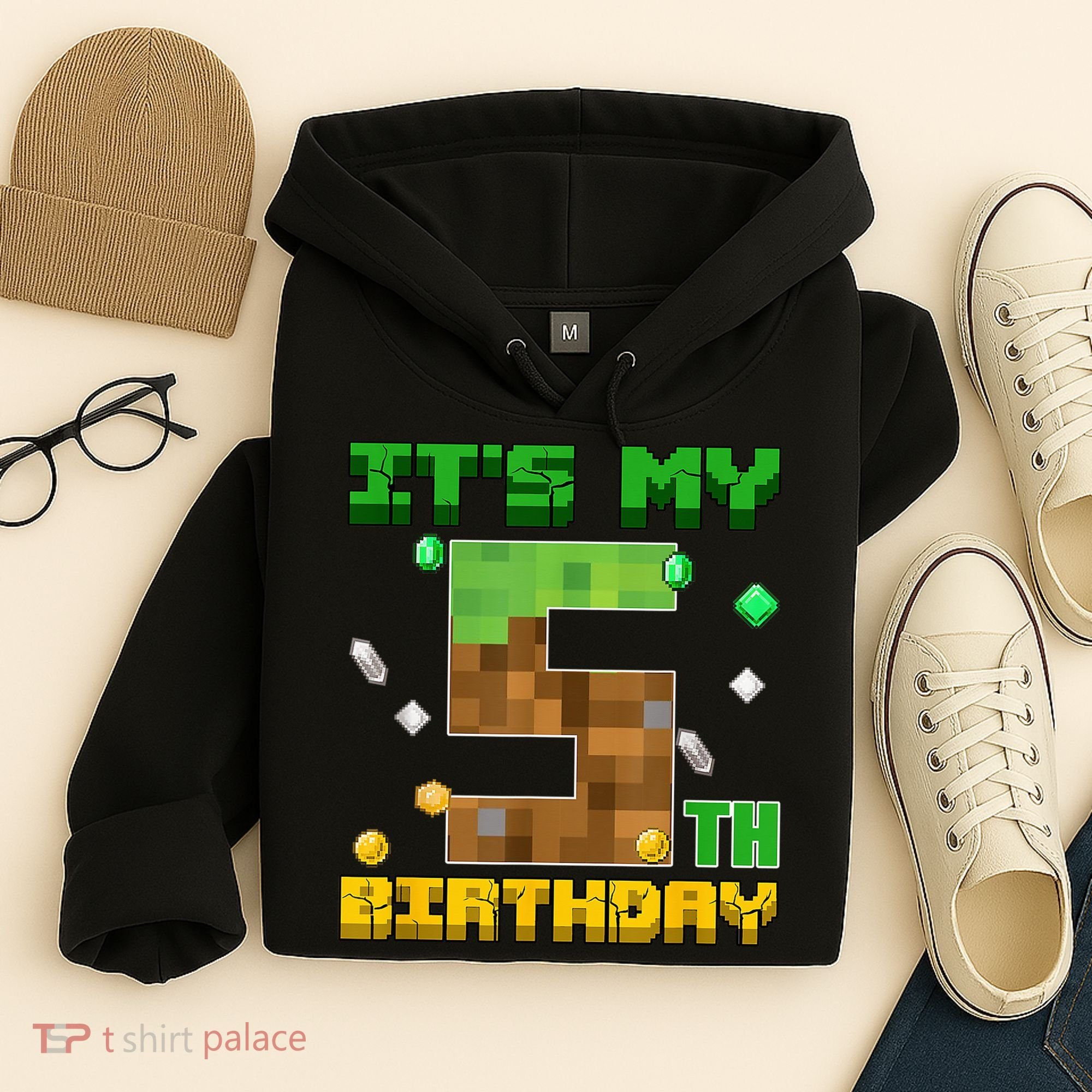 Birthday Boy It'S My 5th Birthday Gamer Pixel Number Hoodie