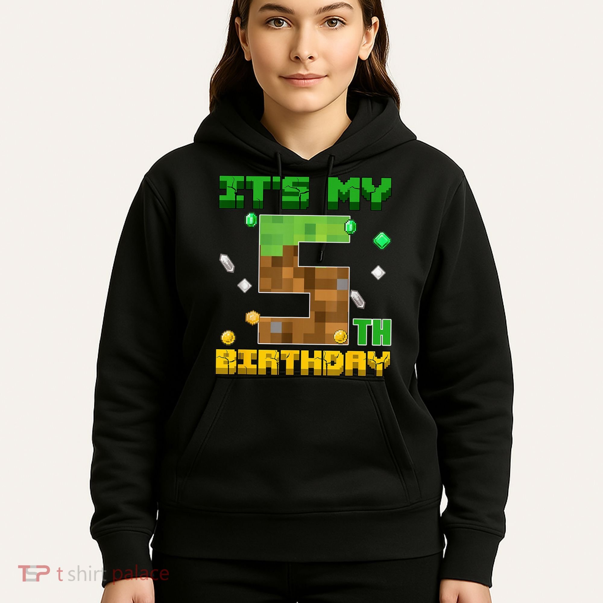 Birthday Boy It'S My 5th Birthday Gamer Pixel Number Hoodie