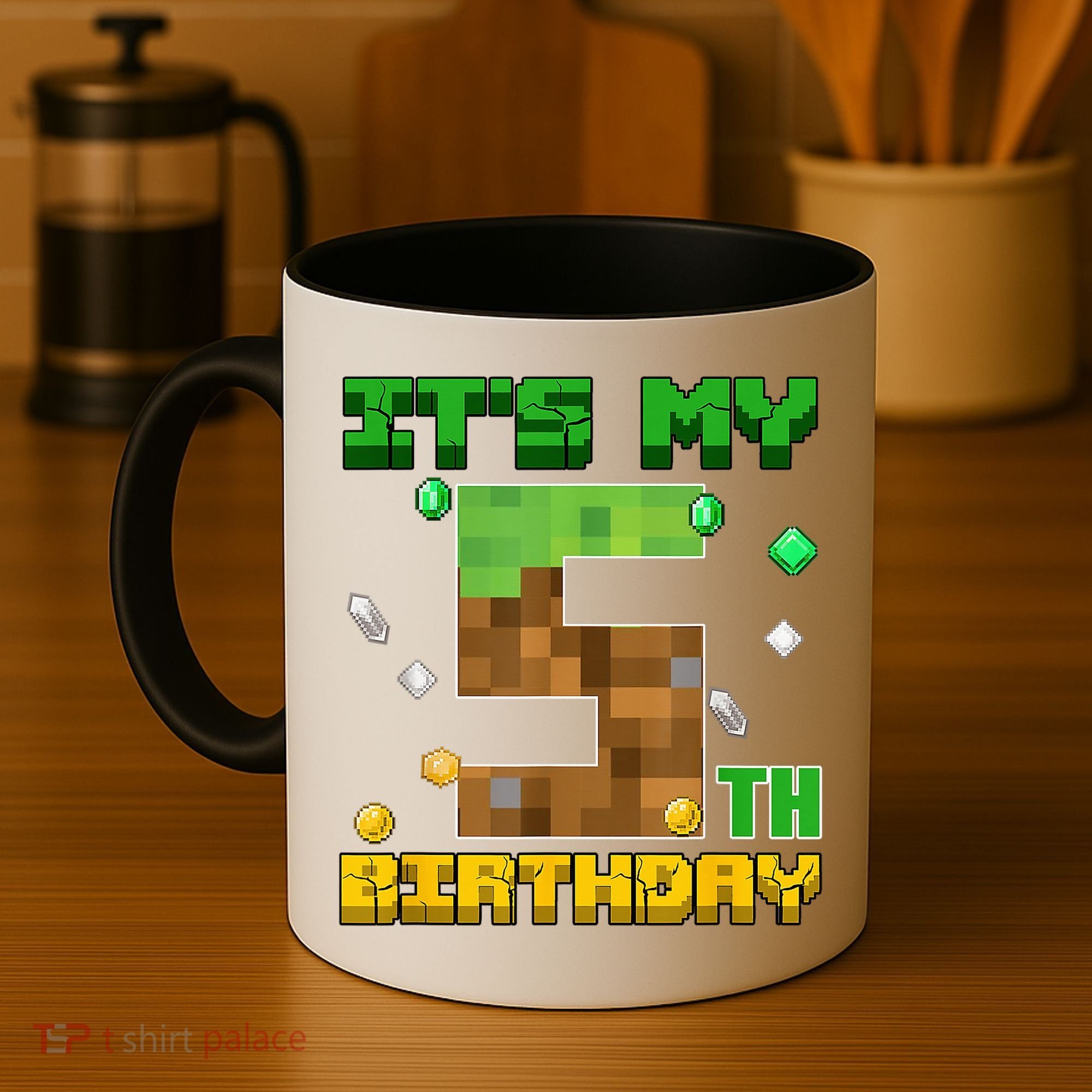 Birthday Boy It'S My 5th Birthday Gamer Pixel Number Coffee Mug