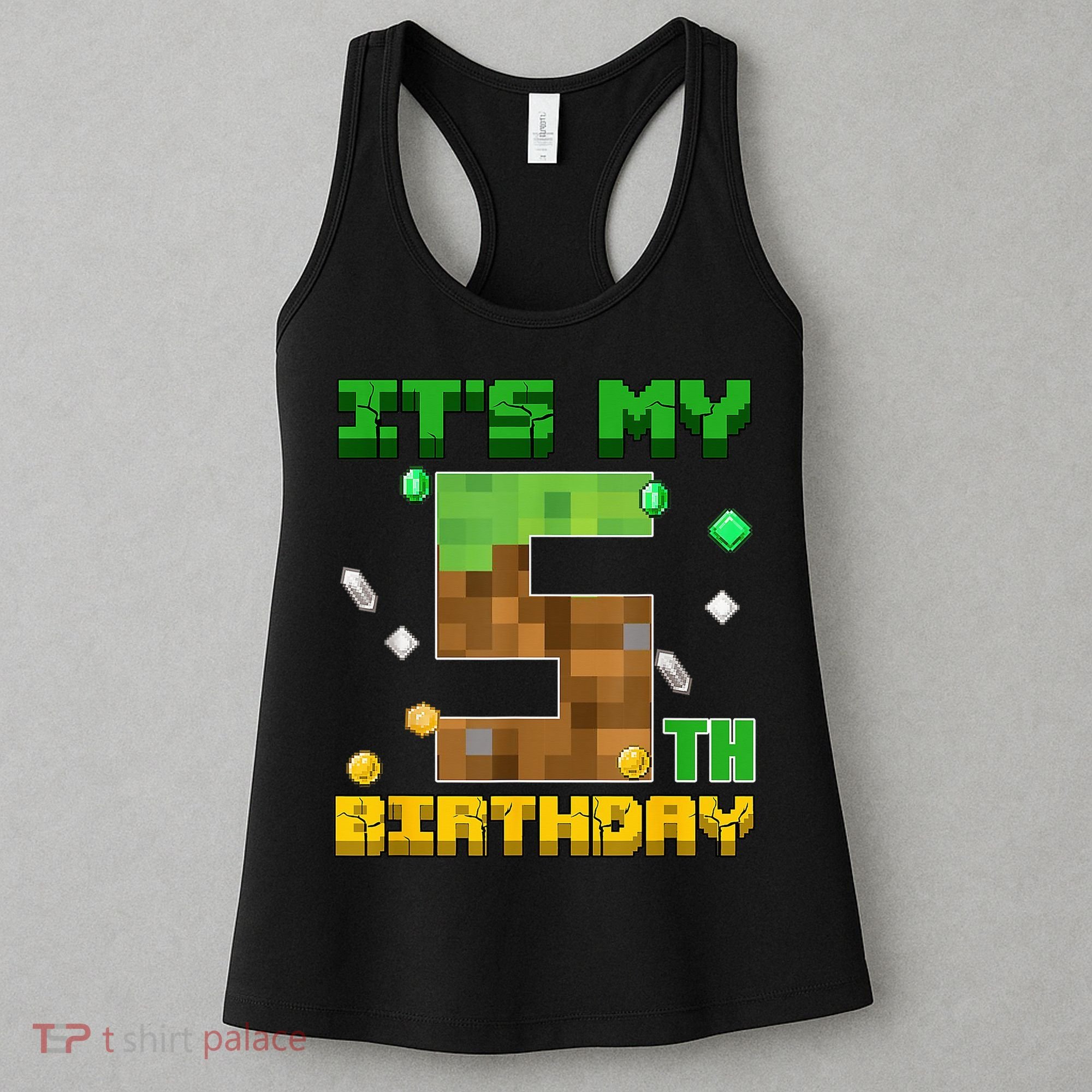 Birthday Boy It'S My 5th Birthday Gamer Pixel Number Women's Tank Top