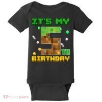 Birthday Boy It'S My 5th Birthday Gamer Pixel Number Baby Bodysuit thumb 0