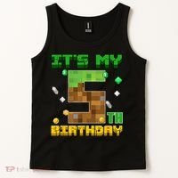 Birthday Boy It'S My 5th Birthday Gamer Pixel Number Tank Top thumb 2