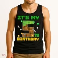 Birthday Boy It'S My 5th Birthday Gamer Pixel Number Tank Top thumb 3