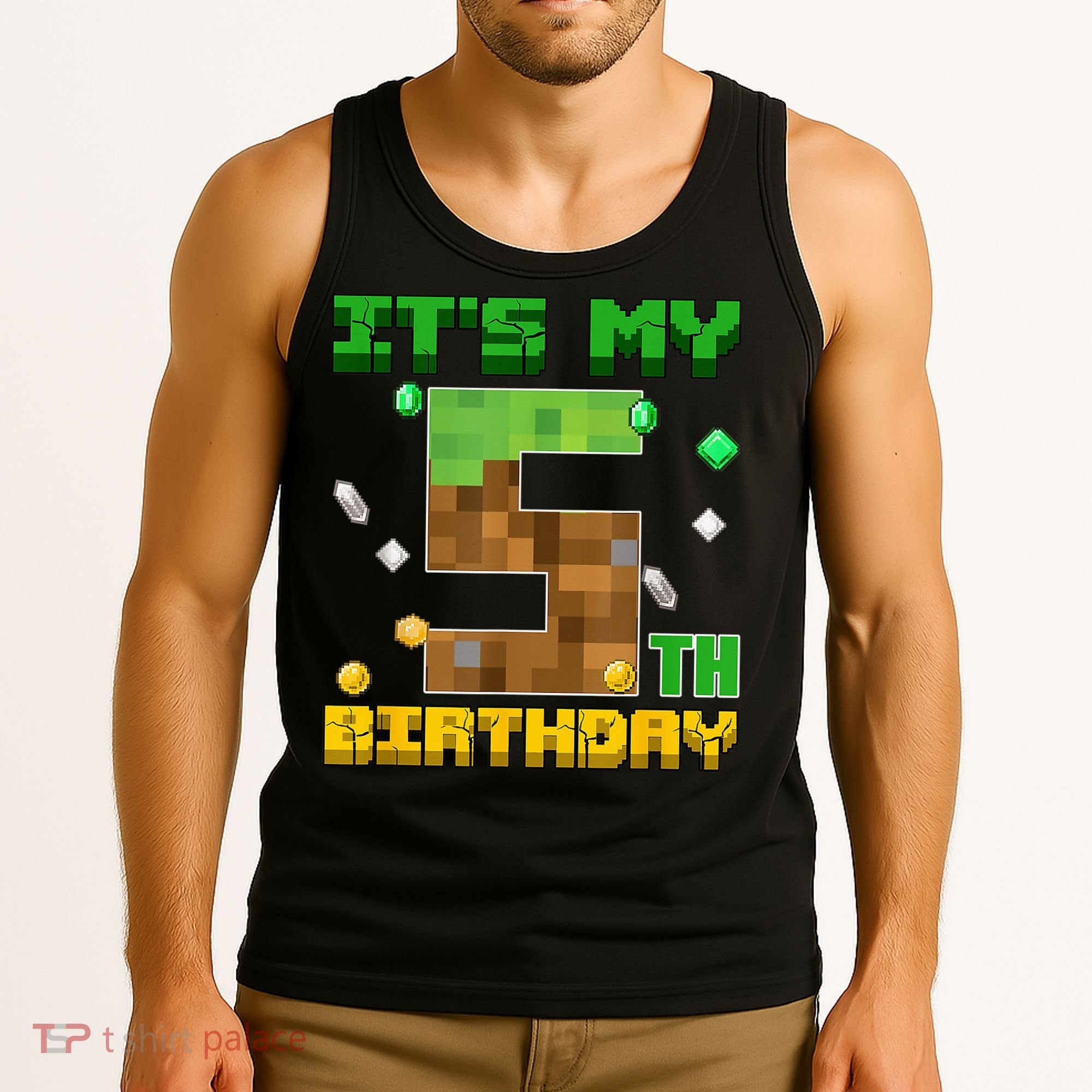 Birthday Boy It'S My 5th Birthday Gamer Pixel Number Tank Top
