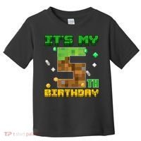 Birthday Boy It'S My 5th Birthday Gamer Pixel Number Toddler T-Shirt thumb 0