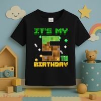 Birthday Boy It'S My 5th Birthday Gamer Pixel Number Toddler T-Shirt thumb 3