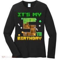 Birthday Boy It'S My 5th Birthday Gamer Pixel Number Women's Long Sleeve Shirt thumb 0