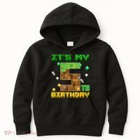 Birthday Boy It'S My 5th Birthday Gamer Pixel Number Kids Hoodie thumb 0