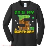 Birthday Boy It'S My 5th Birthday Gamer Pixel Number Kids Long Sleeve Shirt thumb 0