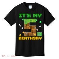 Birthday Boy It'S My 5th Birthday Gamer Pixel Number Kids T-Shirt thumb 0