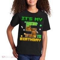 Birthday Boy It'S My 5th Birthday Gamer Pixel Number Kids T-Shirt thumb 2