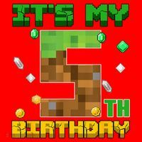 Birthday Boy It'S My 5th Birthday Gamer Pixel Number Santa Hat thumb 1