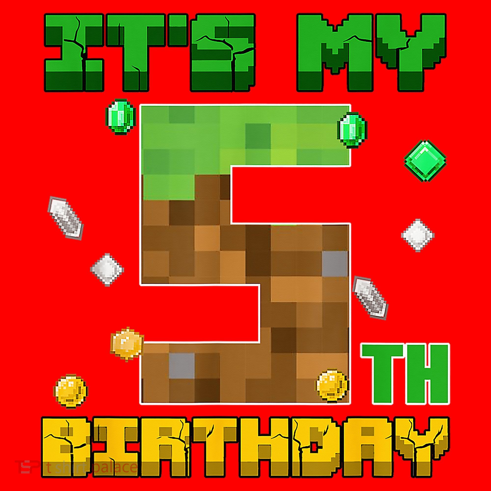 Birthday Boy It'S My 5th Birthday Gamer Pixel Number Santa Hat