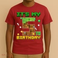 Birthday Boy It'S My 5th Birthday Gamer Pixel Number T-Shirt thumb 3