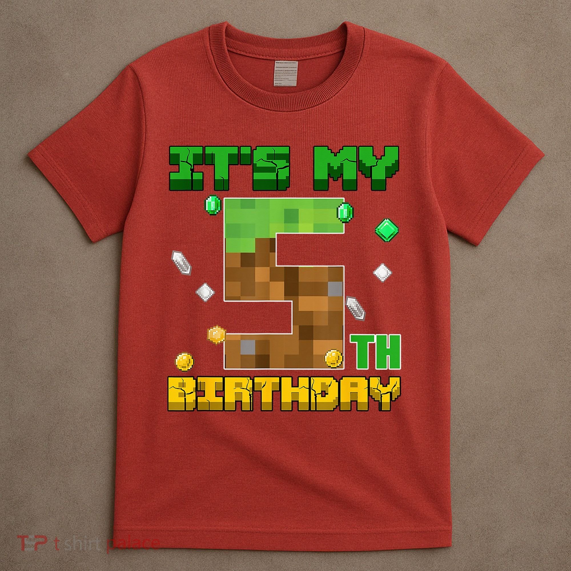 Birthday Boy It'S My 5th Birthday Gamer Pixel Number T-Shirt